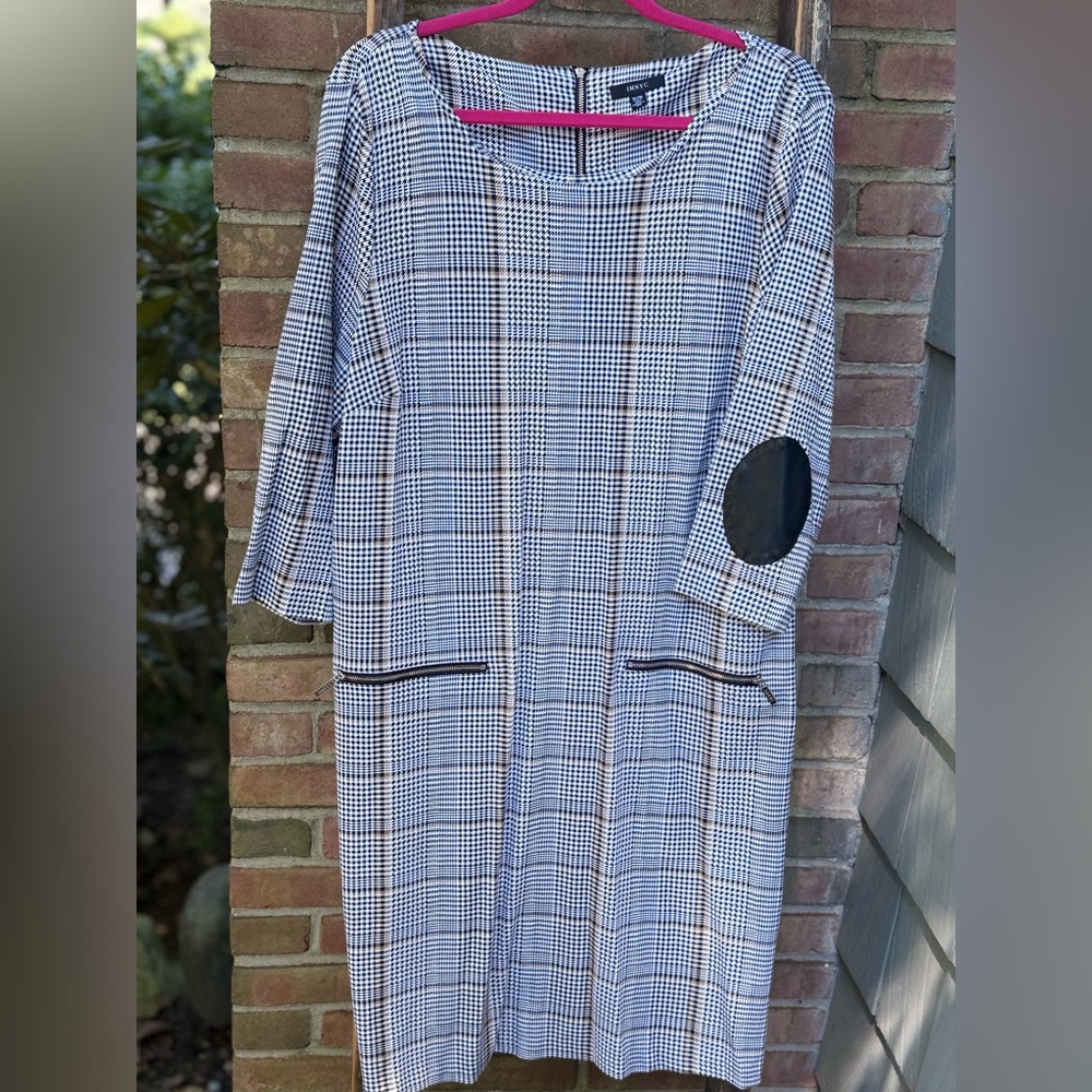 Isaac Mizrahi houndstooth short dress with long sleeves, Size XL